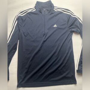 Adidas navy blue and white stripe men’s 1/4 zip pullover. Like new. Size L